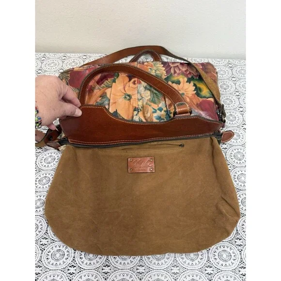 PATRICIA NASH LRG SATCHEL SHOULDER HANDBAG FLORAL PRINT ITALIAN LEATHER DUST BAG - Picture 11 of 15
